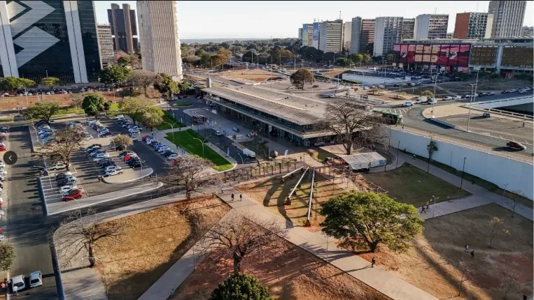 Vista aérea do SESI Lab, no Setor Cultural Sul, ao lado da Rodoviária do Plano Piloto