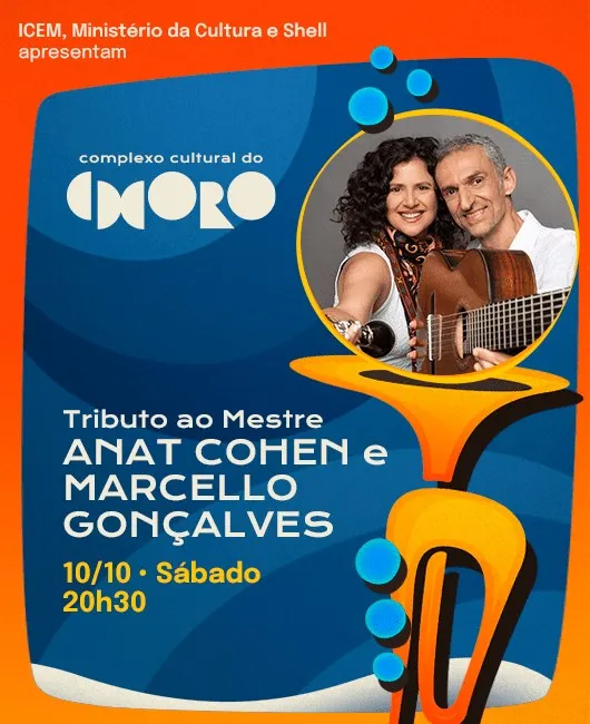 Arte de divulgação de ANAT COHEN E MARCELLO GONÇALVES, no Clube do Choro de Brasília