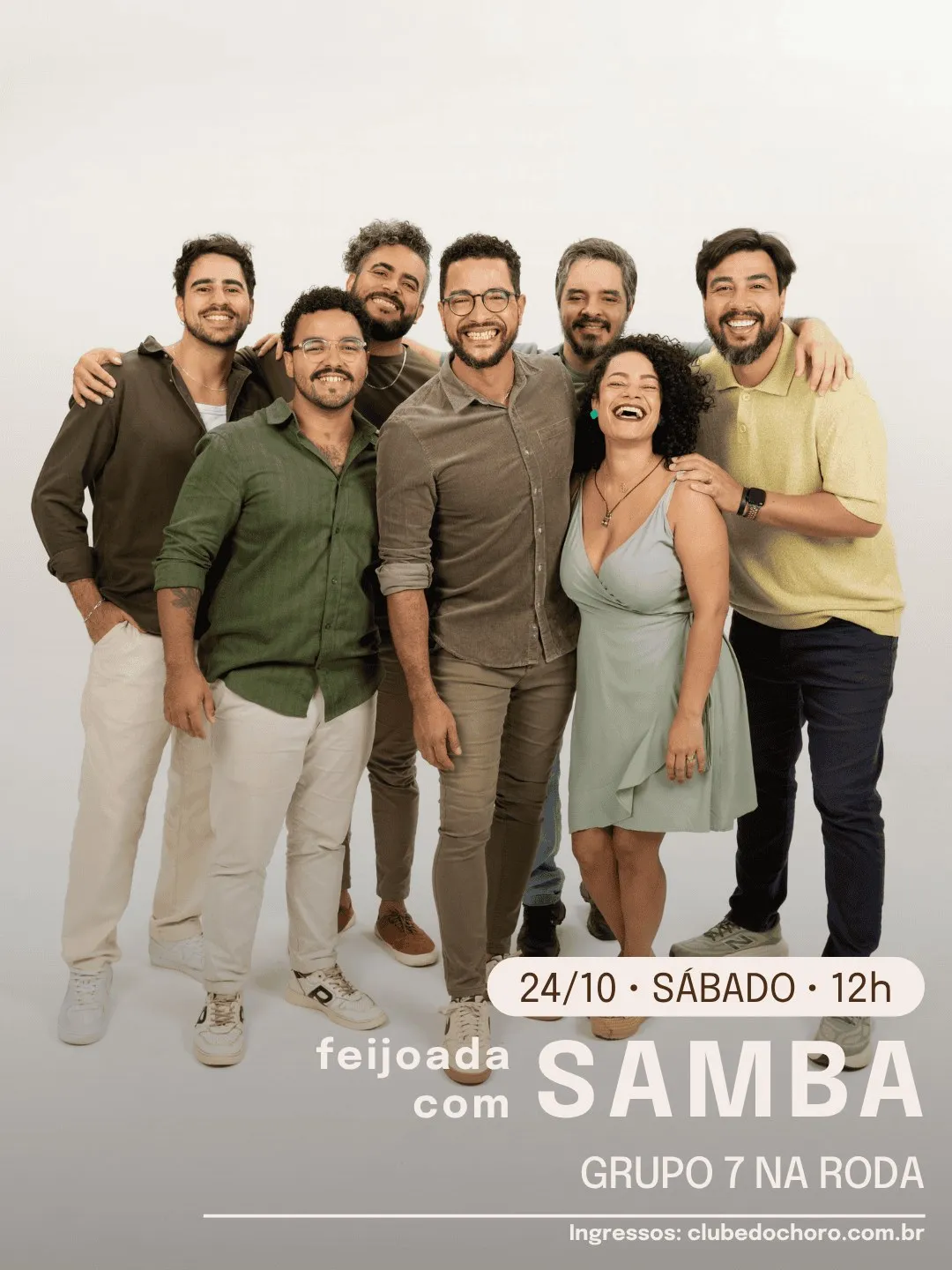 Arte de divulgação de 24/10 Feijoada com Samba e Grupo 7 na Roda, no Clube do Choro de Brasília