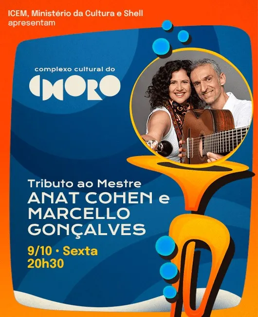Arte de divulgação de ANAT COHEN E MARCELLO GONÇALVES, no Clube do Choro de Brasília