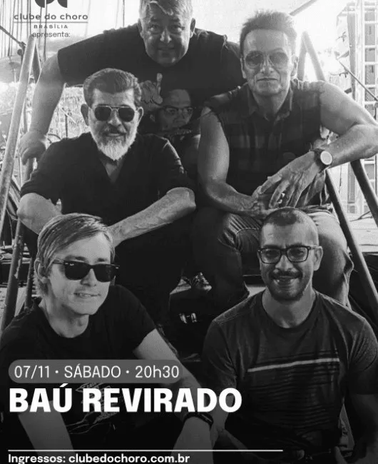 Arte de divulgação de Baú Revirado, no Clube do Choro de Brasília