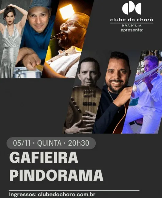 Arte de divulgação de GAFIEIRA PINDORAMA, no Clube do Choro de Brasília